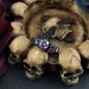 Wedding Rings Retro Punk Skull Gothic Ring For Women Men Halloween Goth Black Gold Color Rings Accession Wholesale Fashion Jewelry R523 230831