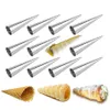 12 Pcs Stainless Steel Non-stick Cream Horn Danish Pastry Mold Tube Cream Horn Mold Roll Croissant Baking Mold Tool273G