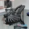 Slippers Sexy Purple Hollow Crystal Belt High-heel Leather Peep Toe Stiletto Dress Shoes Large Size Women's Summer Wedding