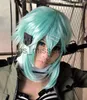 Косплей -парики высококачественная арт меча онлайн -меч Sinon Asada Shino Cosplay Wig Green Blue Heat Устойчивый