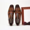 Dress Shoes Size38-45 Men Cowskin British Formal Black Oxford Brown Derbies