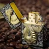 ZORRO Metal Emboss Kerosene Lighter Three Domineering Heavy Armor Snake Relief Copper Shell Smoking Accessories Gadgets For Men WD4B