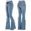 Jeans pour femmes Mode Femmes Évasées Mi-Taille À Lacets Denim Pantalon Pantalon Décontracté Automne Streetwear Stretch Dames Skinny