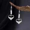 Boucles d'oreilles pendantes mode coréenne Vintage coeur pour femmes produits de luxe tendance légèreté romantique évidé métal Zircon filles bijoux