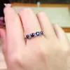Cluster Rings Classic Sapphire Ring For Office Woman 4mm Natural Silver Solid 925 Jewelry