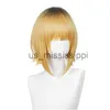 Cosplaypruiken Lemail pruik Synthetisch haar Anime Oshi no Ko MEM Cho Cosplaypruik 30 cm Korte pruiken Zwart Gradiënt Goud Peluca Hittebestendige pruik x0901