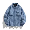 Herrjackor män denim jacka hösten lapel överdimensionerad retro modeverktyg kappa high street taktisk trendig varumärke stil