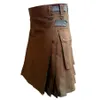 Pantalones para hombres Falda para hombre Vintage Kilt Escocia Gótico Punk Moda Kendo Faldas de bolsillo Ropa escocesa Casual Otoño Streetwe232C