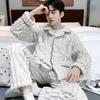 Men's Sleepwear Autumn Winter Flannel Pajamas Sets 2 Pieces Set Pijamas Male Coral Fleece Warm Pjs Nightwear Pyjamas Home Clothes