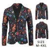 Tout l'automne hommes Blazer décontracté 3D Note de musique impression peinture Blazer mode simple bouton coupe ajustée costume Coat344h