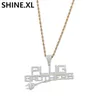 Hip Hop Plug met Brief Hanger Iced Out Volledige Zirkoon 14K Vergulde Hanger Ketting Mannen Bling Straat Jewelry195y