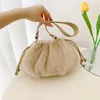 Evening Bags Winter Faux Fur Shoulder Bag Designer Women's Pleated Plush Hobos Solid Fluffy Drawstring Handbag Commuting Daily