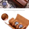 Watch Boxes & Cases Hemobllo 3 Slots Leather Travel Case Roll Organizer Portable Box Brown230C