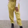 Pantaloni Pantaloni casual in cotone per ragazze in velluto a coste con boccioli di fiori giallo senape LAB CICI