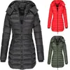 Dames Trenchcoats Dames Parka's Dames Middellange Effen Slim Fit Jas Dik Donsjack Winter Overjas Informeel Lange mouw Warm Zwart Rood