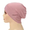 Front croisé intérieur Hijab chapeau femmes musulman Jersey Ninja casquette foulard bonnets Bonnet doux sous-écharpe perte de cheveux chapeaux enveloppement