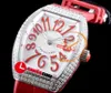 ABF V32 Vanguard Color Dream Cronografo svizzero al quarzo Orologio da donna Cassa con diamanti Cassa MOP Quadrante Grande numero Pelle rossa Gomma Super Edition Lady Swisstime P16
