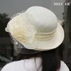 Geniş Memul Şapkalar Kova Çiçek Fascinators Kadınlar İçin Yarışlar Zarif ziyafet Fascinator şapka kızlar bayanlar resmi gelinlik fedora 230831