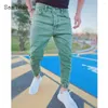 Men's Jeans Samlona 2023 European And American Style Fashion Sexy Casual Skinny Straight Light Blue Biker Hip Hop Denim Pants