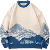 Maglioni da uomo Uomo Hip Hop Streetwear Maglione Harajuku Vintage stile giapponese Snow Mountain lavorato a maglia Inverno Casual Pullover Maglieria 230831
