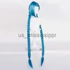 Косплей парики Lol Jinx Cosplay Wig Wig Long Braided Blue Свободный парик пушки с синим теплостойким косичкой синтетические волосы аниме -парик парик x0901