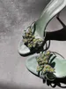 Kapcie kobiety ozdobione motylem Peep Stiletto Obcasy muły wycięcia panie letnie slajdy sandałowe sandały