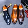 Dress Shoes Successful Man High-end Pointed Toe Formal Mature Men's Full Grain Leather Brown All-match Wedding Groom Oxfords