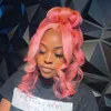 Розовый кружево переднее парик человеческие волосы 13x4 HD Кружевый фронтальный парик бразильский 613 Цветные волны тела Синтетические кружевные парики для женщин косплей 983