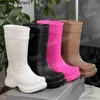 Nya herrkvinnor Designer Knee Boots Rain Rubber Winter Luxury Red Bottoms Bboots Rainboots Platform Pink Black Green Outdoor Cross