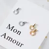 Studörhängen Fashion Round Form Zircon Studs Earring For Women Girl Korean Version 925 Sterling Silver Vintage Jewelry