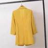 Veste femme mode couleur unie jaune noir coton tissu ample manteau surdimensionné nouveau printemps été vestes 2023 OL costume femme HKD230901
