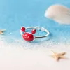 Cluster Ringe MloveAcc Ocean Collection Rote Krabbe Verstellbarer Fingerring für Frauen 925 Sterling Silber Eleganter feiner Schmuck Mädchen Geschenke