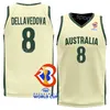 Afdrukken WK Basketbal Australië Jersey 2023 5 Patty Mills 3 JOSH GIDDEY 15 NICK KAY 12 Xavier Cooks 7 Joe Ingles 11 DANTE EXUM National Team FIBA Shirt Groen Geel