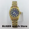 Armbandsur lyx 26mm damer Gold Watch Diamond Index Red Dial Date Window Sapphire Glass NH05 Automatisk mekanisk WATC