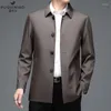 Men's Jackets 2023 Spring Autumn Fashion Middle-aged Casual Male Solid Color Loose Coats Men Turn-down Collar Overcoats D475