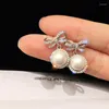 Studörhängen Diwenfu 925 Sterling Silver Freshwater Pearl Earring For Women Origin smycken Luxury Orecchini