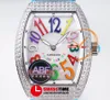 ABF V32 Vanguard Color Dream Swiss Quartz Chronograph Ladies Watch damskie diamenty case mop wielki numer niebieski skórzany guma super edycja lady Swisstime i9