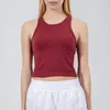 Lu Lu Lemons tank tops ribbade I Back Yoga Breattable Sexig Vest Light Support Sports BH med avtagbara koppar