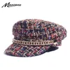 Berets Spring Military Hats Mała siatka Vintage Sailor for Women Thread Tweed Jacht Captain Hat Sweet Wind Sboy Cap 230831