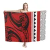 Mulheres Swimwear Hycool Polinésia Tribal Red Imprimir Elegante Sarong Lavalava Maiô Personalizado Super Soft Beach Pareo para Mulheres 2023