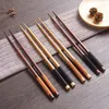 Chopsticks 5st/Lot Handgjorda japanska naturliga kastanjens trä sushi set värde present kinesisk slips linje