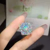 Wedding Rings YULUM 810mm Australia Opal with 3mm Natural Flower Design and Silver 925 for Women 230831