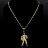 Pendentif Colliers Sport Fitness Muscle Man Collier pour femmes / hommes Couleur Or Acier inoxydable Gym Bodybuilder Bijoux NXH1050S06