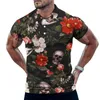 Men's Polos Sugar Skull Print Casual T-Shirts Flowers Skulls Polo Shirts Men Trending Shirt Date Short Sleeve Graphic Clothes Big Size