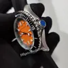 Mens Watch Automatic Movement 2813 Ceramic Bezel Luminous Orange Dial Rubber Band 44mm Wristwatch