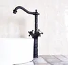 Küchenarmaturen Doppelgriffe Schwarz Farbe Öl eingerieben Bronze Schwenkauslauf Bar Waschbecken Badezimmer Becken Wasserhahn Kaltmischer Tap Anf147