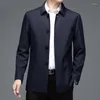 Men's Jackets 2023 Spring Autumn Fashion Middle-aged Casual Male Solid Color Loose Coats Men Turn-down Collar Overcoats D475