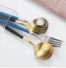 Luxo de alta qualidade 4 pçs/set portátil conjunto talheres ouro ocidental 304 aço inoxidável conjunto talheres acessórios cozinha atacado