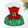 Hundkläder Holiday-tema Pet Clothing Festive Santa Claus Dress Up Kjol Sparkande paljett Hem Bekväma kläder till jul