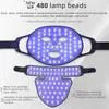 Ansiktsmassager Trådlös 3D -silikon LED -nackmask med 480 lamppärlor Infraröd ljus ponhud föryngring antiance krympporer 230831